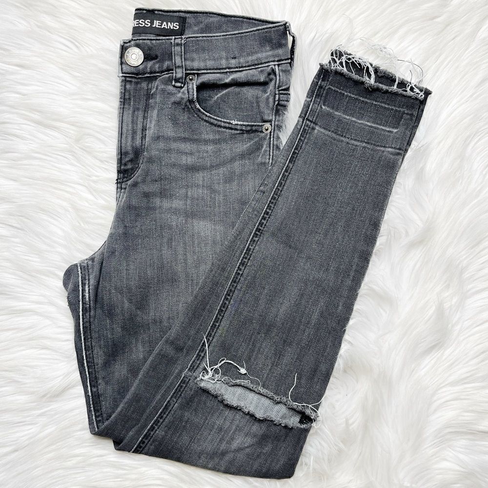 Express Ankle Legging High Rise Distressed Jeans Dark Grey Size 00R